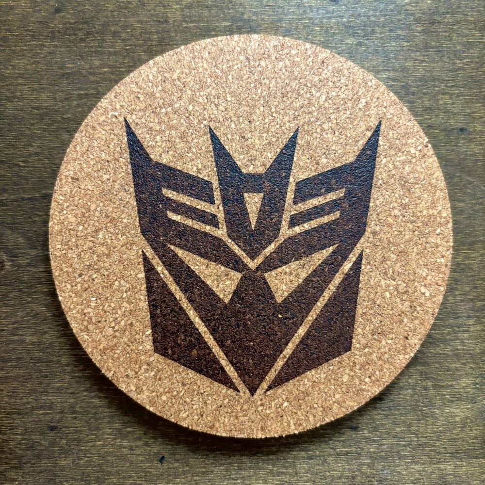 Transformers Decepticon Symbol Laser Engraved Cork Coaster